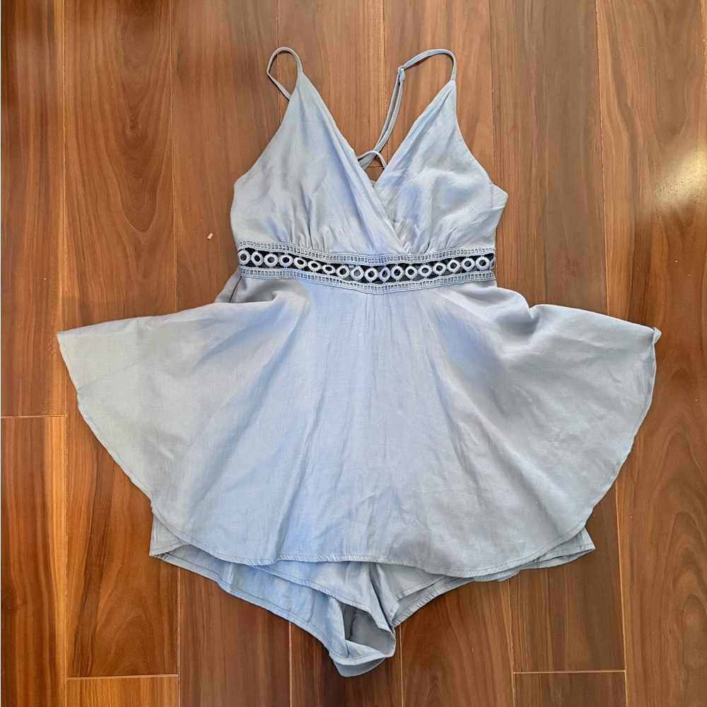 Love Tree Light Blue Sleeveless Romper